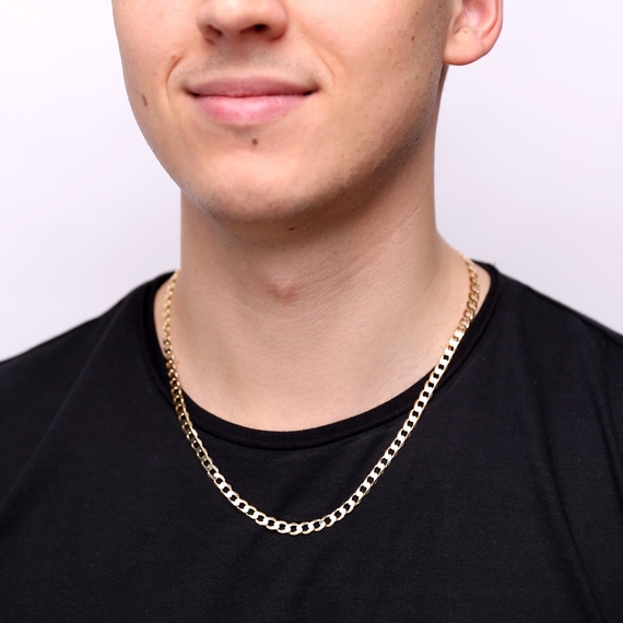 Dicke goldene Männerkette 585 Panzerkette 5,5 mm Länge 55 cm