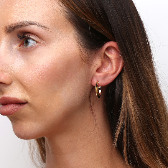 Goldene Kreolen 585 kantig 20 mm