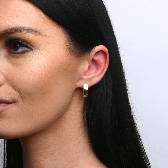 Große ovale Kreis Ohrringe Gold 585 Eier glatt creole