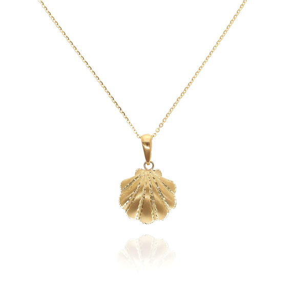 Gold-Diamant-Halskette 585 Muschel-Fußkettchen Kette