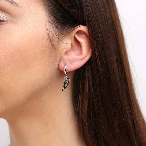 Goldanhänger Ohrringe 585 durchbrochene Engelsflügel mit Schnappverschluss