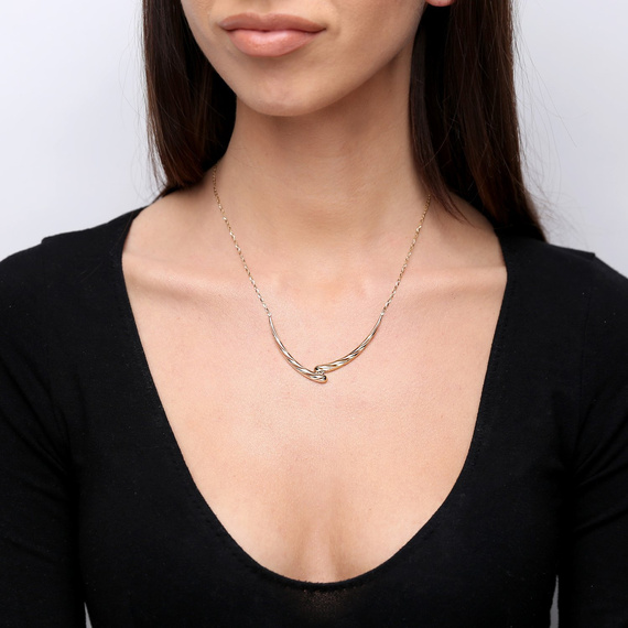 Gold Damen Halskette 585 durchbrochene Hörner Flügel Diamant Fußkettchen Kette