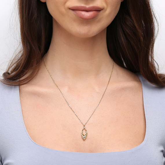 Goldkette 585 durchbrochene Diamant-Tropfen-Fußkette