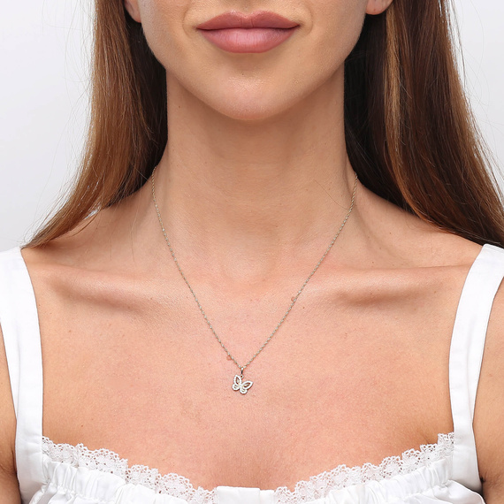 Goldener Anhänger Schmetterling 585 Schmetterling durchbrochen Zirkonia