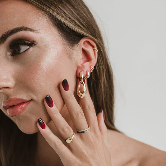 Gold ovale Ohrringe 585 doppelte Ebene durchbrochene Zirkonia Vintage hängen Englisch 2in1