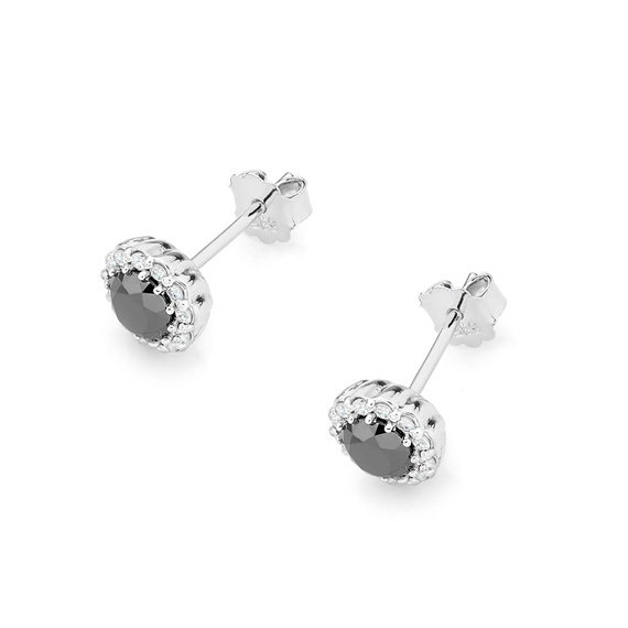 Goldohrringe 585 ovale Saphire 0,59 ct Diamanten 0,10 ct karminrot