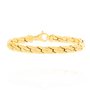 Gold 585 breites massives kubanisches Armband 21 cm