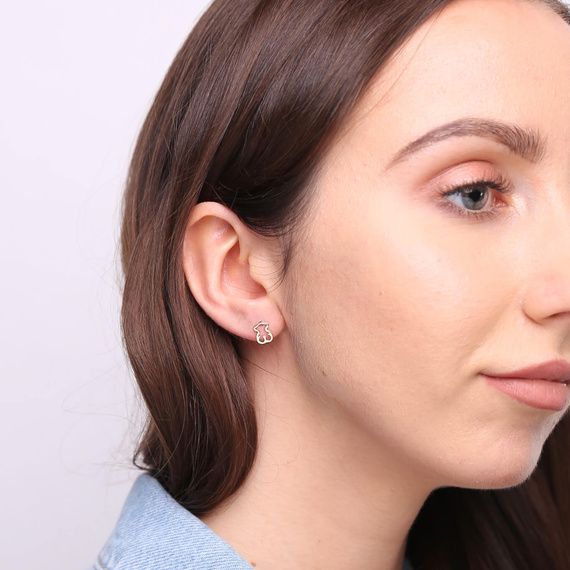 Goldstäbchen Teddybär-Ohrringe 585 Einfach