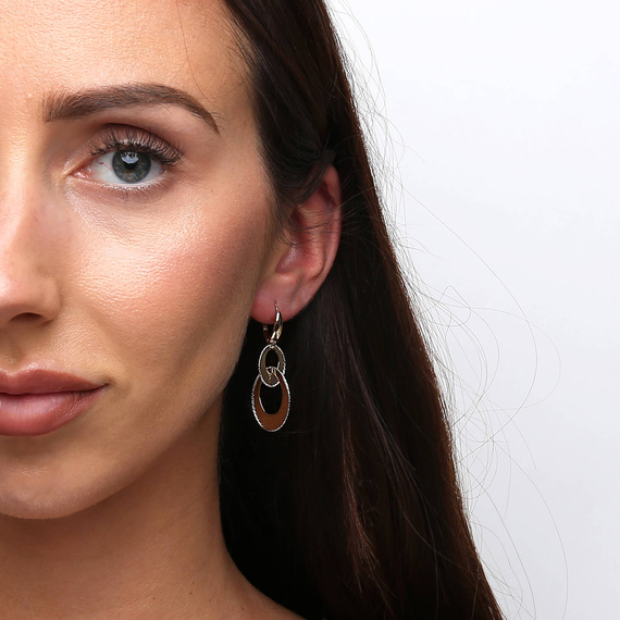 Goldanhänger Creolen 585 Gelb- und Weißgold diamantiert Englisch