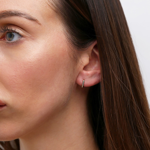 Kreis Ohrringe Gold 585 kleine Kugeln auf Snap 1,2 cm