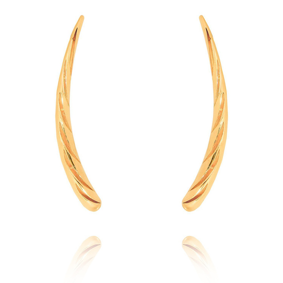 Goldfarbene Hornohrringe 585 große Anstecknadeln