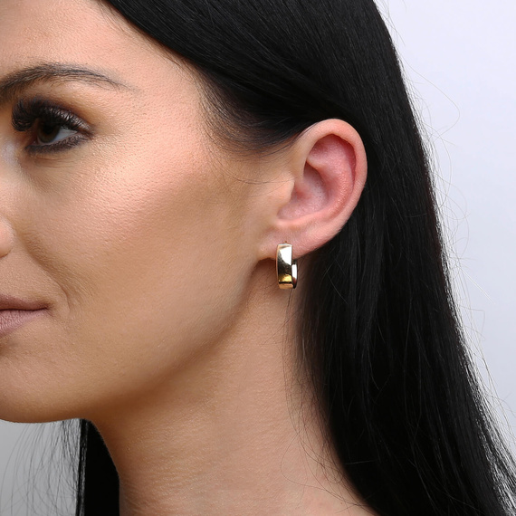 Große ovale Kreis Ohrringe Gold 585 Eier glatt creole