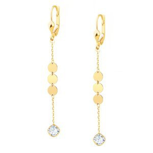 Gold lange 585 Anhänger Ohrringe auf Kette Zirkonia Reifen