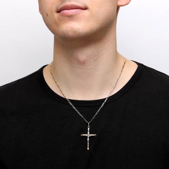 Goldanhänger 585 Jesus am Kreuz Weiß- und Gelbgold groß