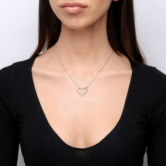 Gold Damen Halskette 585 weißer Diamant Herz Diamant Fußkettchen Kette