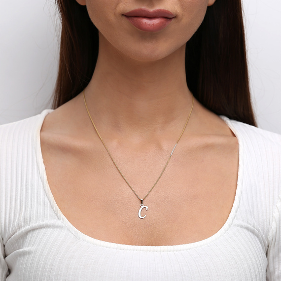 Gold-Anhänger 585 Buchstabe schräg C