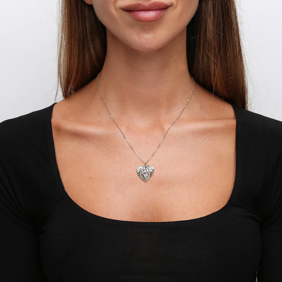 Gold durchbrochene Herz-Halskette 585 Weiß- und Gelbgold-Fußkette