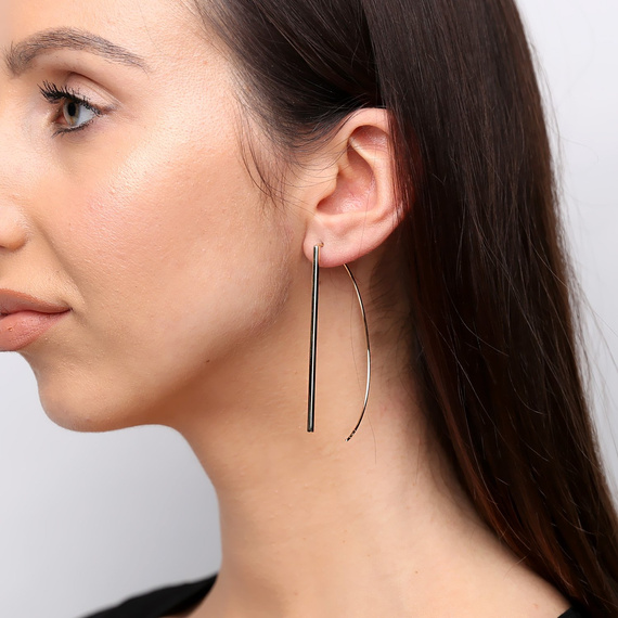 Goldkreis-Ohrringe 585 große glatte Halbellipsen-Halbkreise