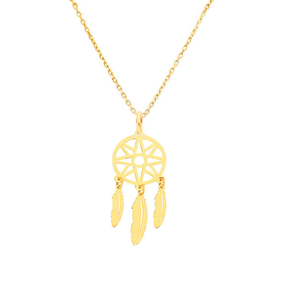 Gold 585 Traumfänger Feder Celebrity Halskette
