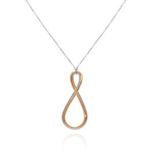 Goldkette 585 Weißes Roségold Tränenanhänger 4,5 cm