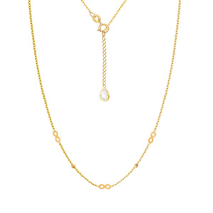 Gold 585 Unendlichkeitskette mit Zirkonia an der Schließe 40 - 43 cm