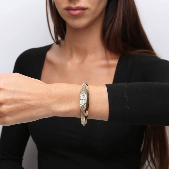 Gold 585 Frauen durchbrochene Armspange Armband steif dekorativ