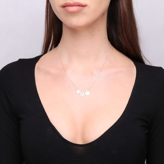 Dreifach-Goldkette Herz, Kreis, Klee 585