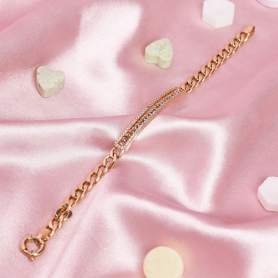 Halbsteifes gepanzertes Damenarmband 585 in Gold mit Zirkonia