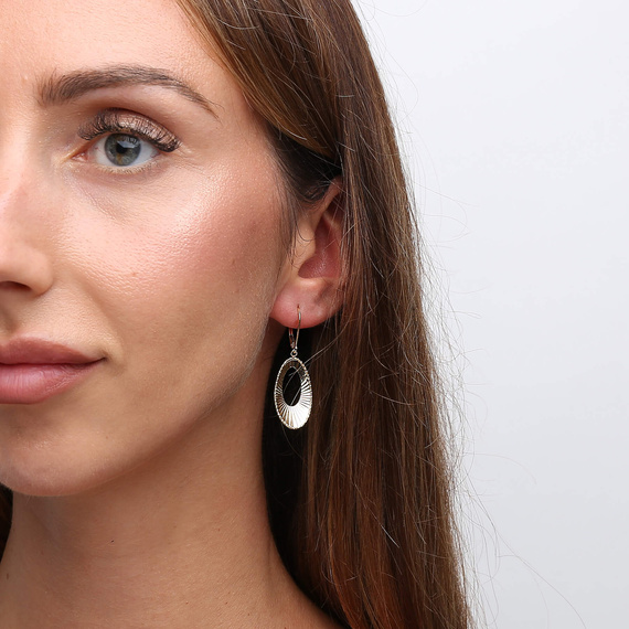 Gold 585 Diamant Oval Teardrop Ohrringe Englisch Verschluss