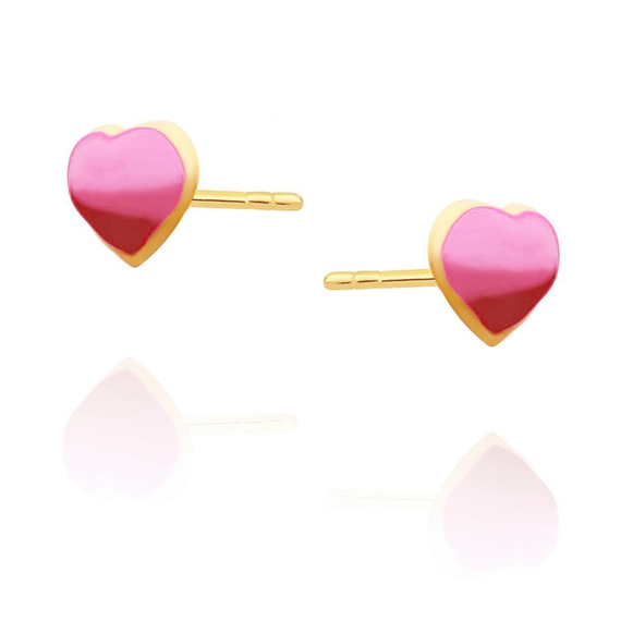 Gold rosa Herzen Post-Ohrringe für Mädchen 585