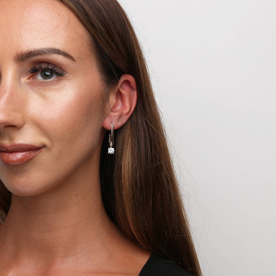 Gold 585 Anhänger Zirkonia groß Englisch Ohrringe