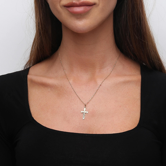 Gold 585 Diamant-Kreuz-Anhänger mit Christus