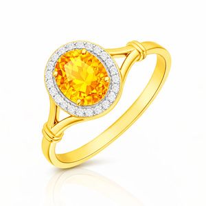 Goldring 585 Saphir 0,43 Karat Diamanten 0,14 Karat