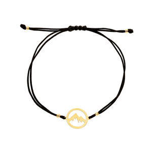 585 Goldarmband an schwarzer Kordel mit runden Kugeln