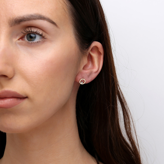 Gold 585 Ohrringe mit Zirkonia zum Aufschrauben