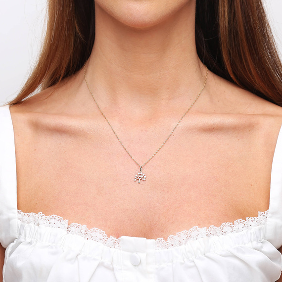 Goldanhänger Baum 585 Baum des Glücks mit Zirkonen