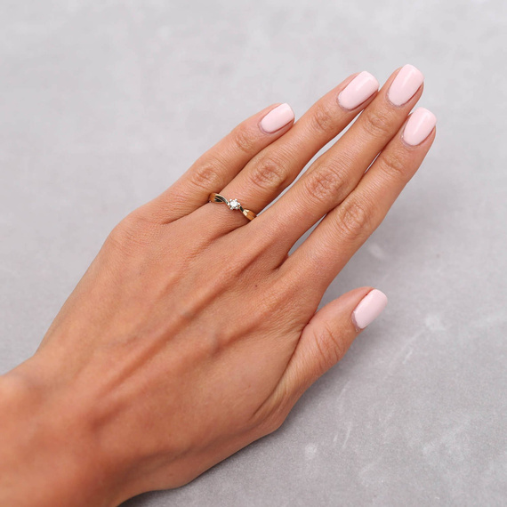 Gold Verlobungsring mit Zirkonia 585 breit