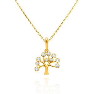 Goldanhänger Baum 585 Baum des Glücks mit Zirkonen