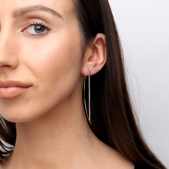 Goldkreis-Ohrringe 585 große glatte Halbellipsen-Halbkreise