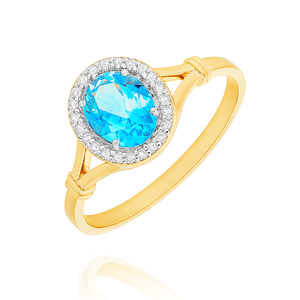 Goldring 585 Saphir 0,43 Karat Diamanten 0,14 Karat