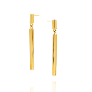 Goldene Ohrstecker 585 lang glatt klassisch mit Steckverschluss