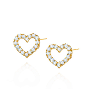 Gold Herz Ohrringe 585 Herzen Zirkonia diamantbesetzt