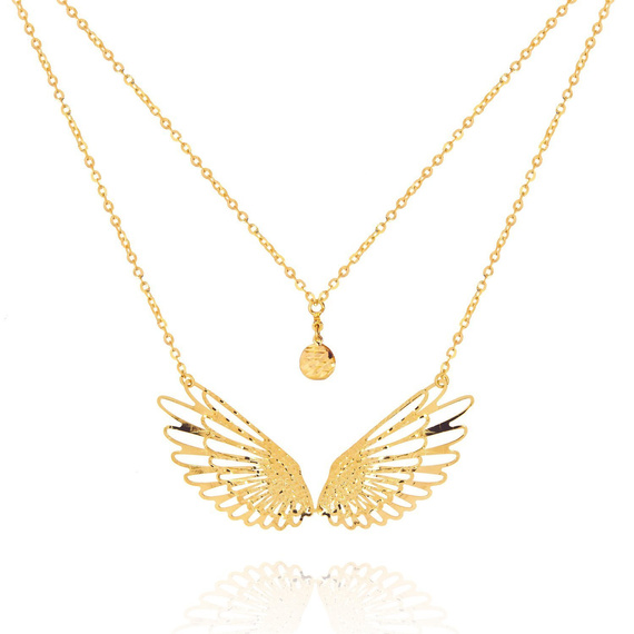 Gold 585 doppelte Engelsflügel Diamant-Halskette