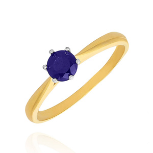 585 Goldring mit rundem Granat-Zirkonia