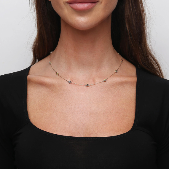 Goldkette mit kleinen Kleeblättern aus 585er Gold und Opal 41–44 cm