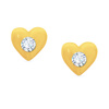 Goldherz-Ohrringe mit Zirkonia auf einem 585 Daisy-Stift