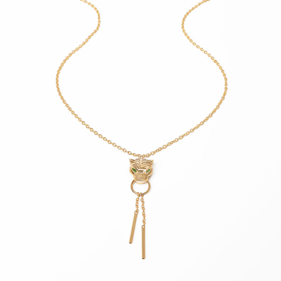 Goldtiger-Halskette 585 Tigerkopf-Krawatte