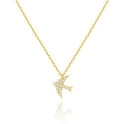 Gold Schwalbe Halskette mit Zirkonen celebritory 585