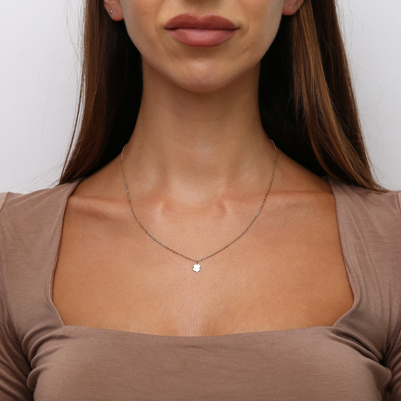 Festliche Goldkette 585 Blumen mit Zirkonia am Verschluss 40 - 43 cm