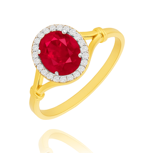 Goldring 585 Saphir 0,43 Karat Diamanten 0,14 Karat